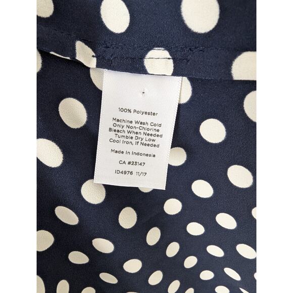 Talbots Womens Size‎ 2X Dark Blue Polka-dot Pull Over Top Long Ballon Sleeves - Picture 5 of 8